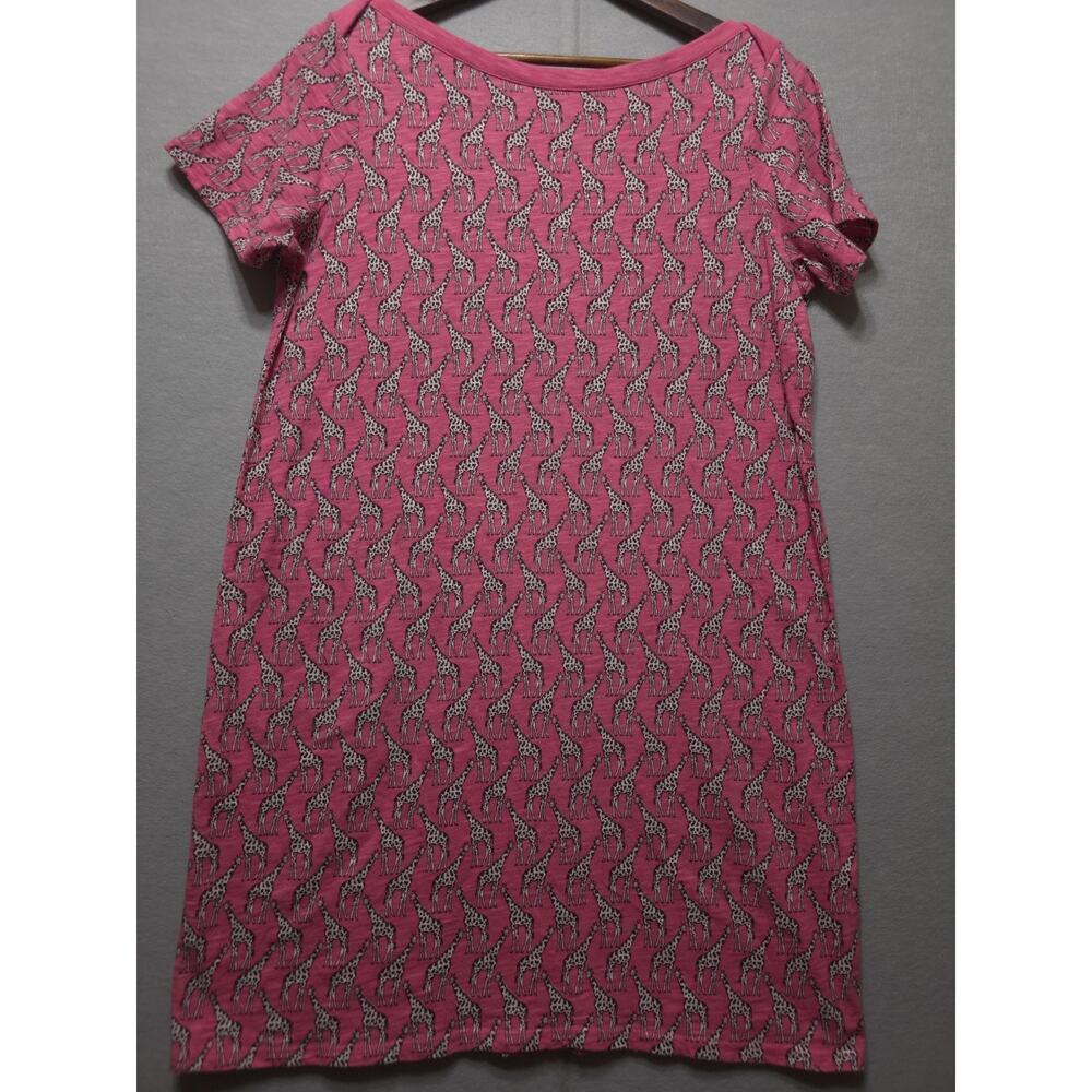 Boden Pink Giraffe Print Casual Dress US 10P Petite Cotton Short Sleeve